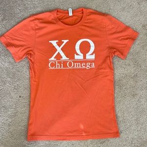 Peach Chi Omega sorority T-shirt, size medium - Bella Canvas
